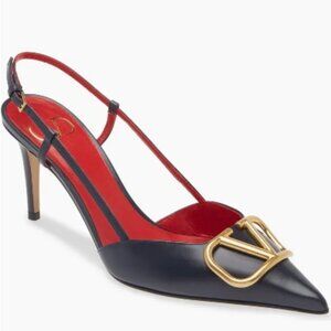 Valentino Garavani VLOGO Signature Pointed Toe Pump (Women) - Marine 38.5/US 8
